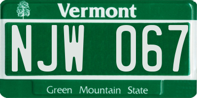 VT license plate NJW067