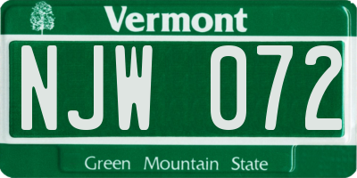 VT license plate NJW072