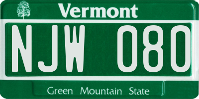 VT license plate NJW080