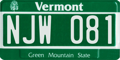 VT license plate NJW081