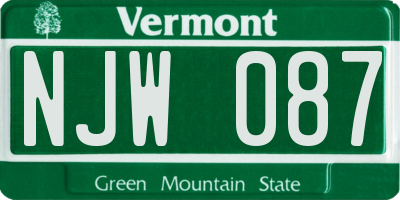 VT license plate NJW087