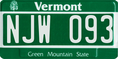 VT license plate NJW093