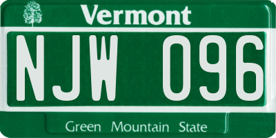 VT license plate NJW096