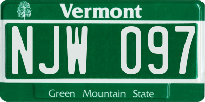 VT license plate NJW097