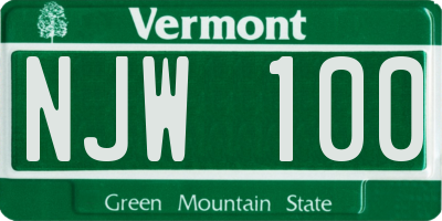 VT license plate NJW100