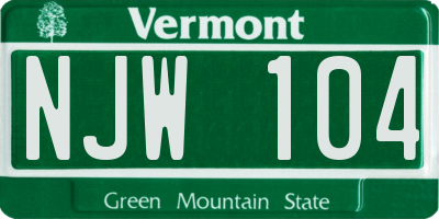 VT license plate NJW104
