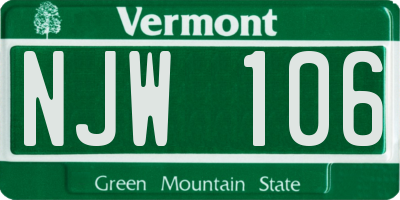 VT license plate NJW106