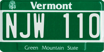 VT license plate NJW110