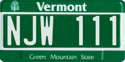 VT license plate NJW111