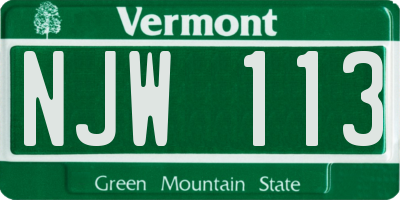 VT license plate NJW113