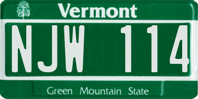 VT license plate NJW114