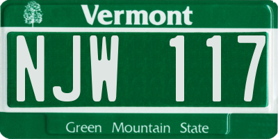 VT license plate NJW117