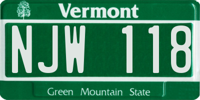 VT license plate NJW118
