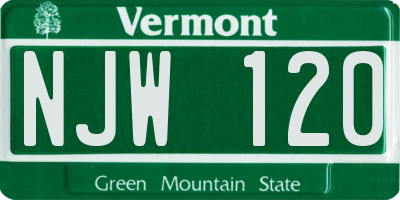 VT license plate NJW120