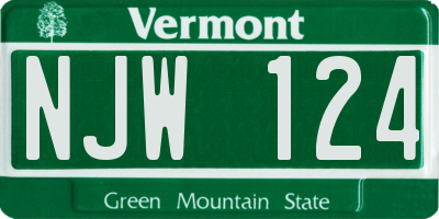 VT license plate NJW124