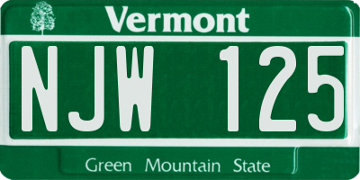 VT license plate NJW125