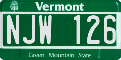 VT license plate NJW126