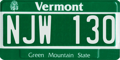 VT license plate NJW130