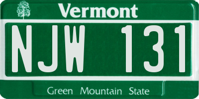VT license plate NJW131