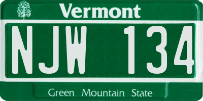 VT license plate NJW134