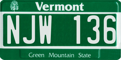 VT license plate NJW136