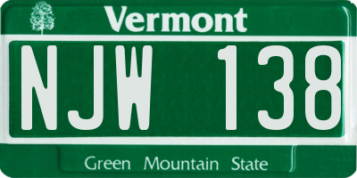 VT license plate NJW138