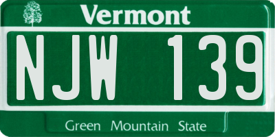 VT license plate NJW139
