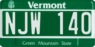 VT license plate NJW140
