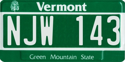 VT license plate NJW143