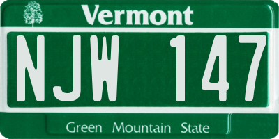 VT license plate NJW147