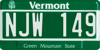 VT license plate NJW149