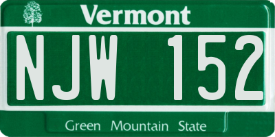 VT license plate NJW152