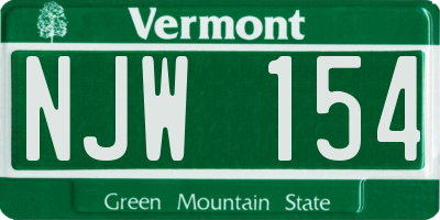 VT license plate NJW154