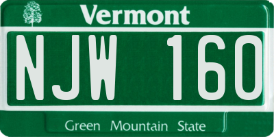 VT license plate NJW160