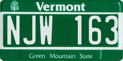 VT license plate NJW163