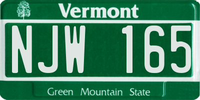 VT license plate NJW165