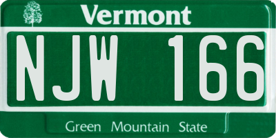 VT license plate NJW166