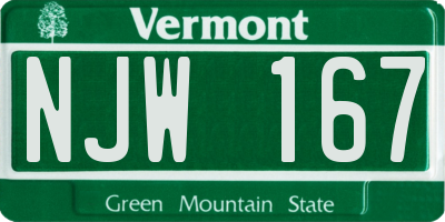 VT license plate NJW167