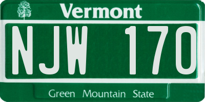 VT license plate NJW170