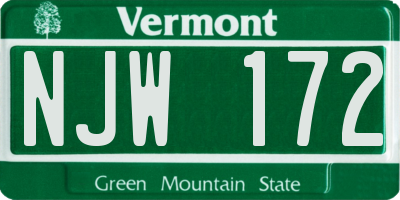 VT license plate NJW172