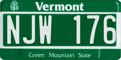 VT license plate NJW176