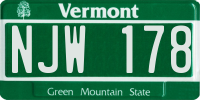 VT license plate NJW178