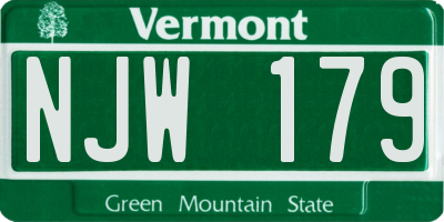VT license plate NJW179