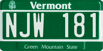VT license plate NJW181