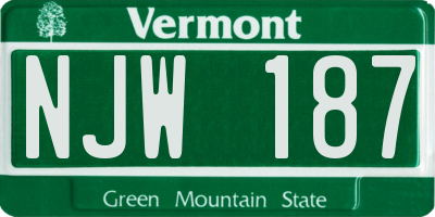 VT license plate NJW187
