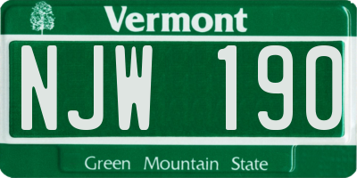 VT license plate NJW190