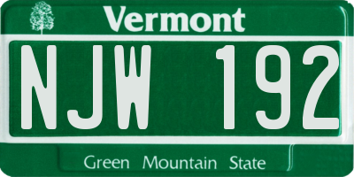 VT license plate NJW192