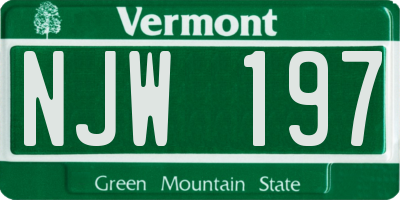 VT license plate NJW197