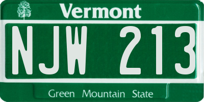 VT license plate NJW213