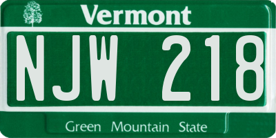 VT license plate NJW218